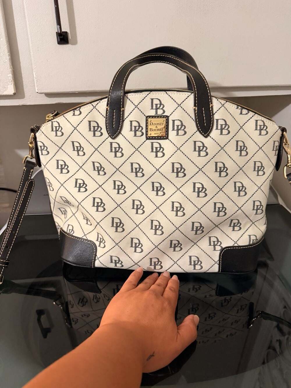 Dooney & Bourke Black & White Maxi Quilt Darcy Satchel Bag Crossbody and clutch